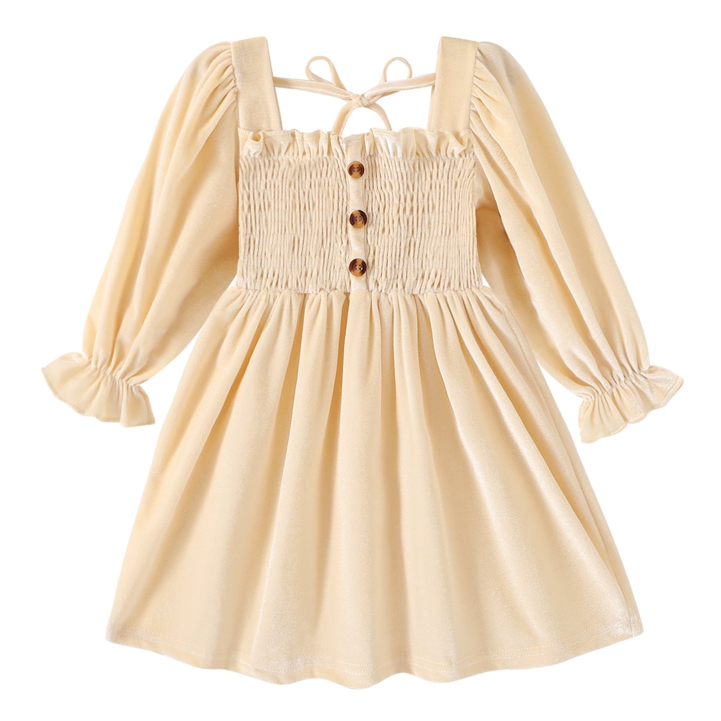 Happy Town Toddler Girl Fall Clothing Long Sleeve Dress Girl Solid Color Casual Fall Winter Clothes