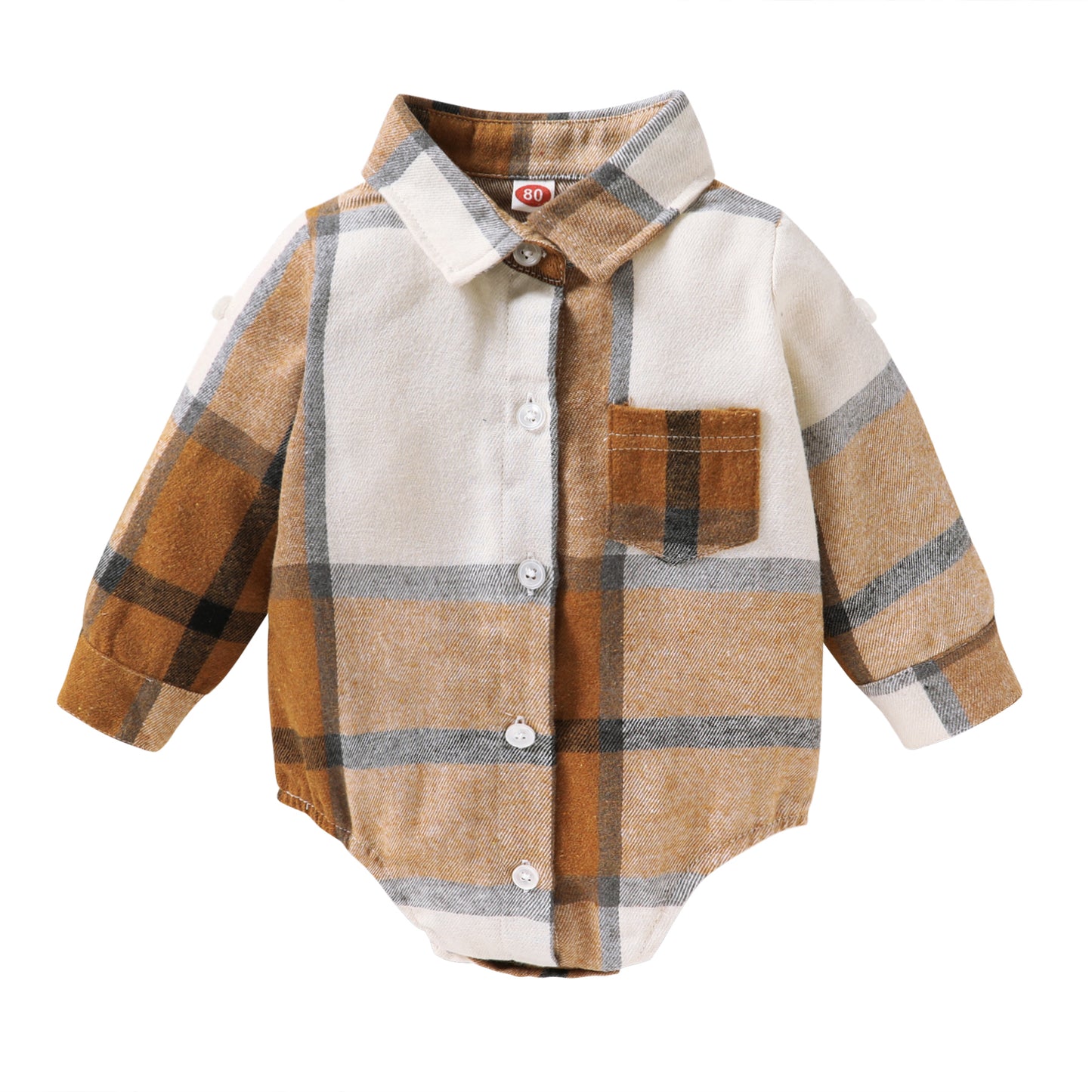 Younger Tree Newborn Baby Boy Girls Plaid Outfit Flannel Romper Tops Infant Long Sleeve Button Down Plaid Casual Bodysuit Clothes