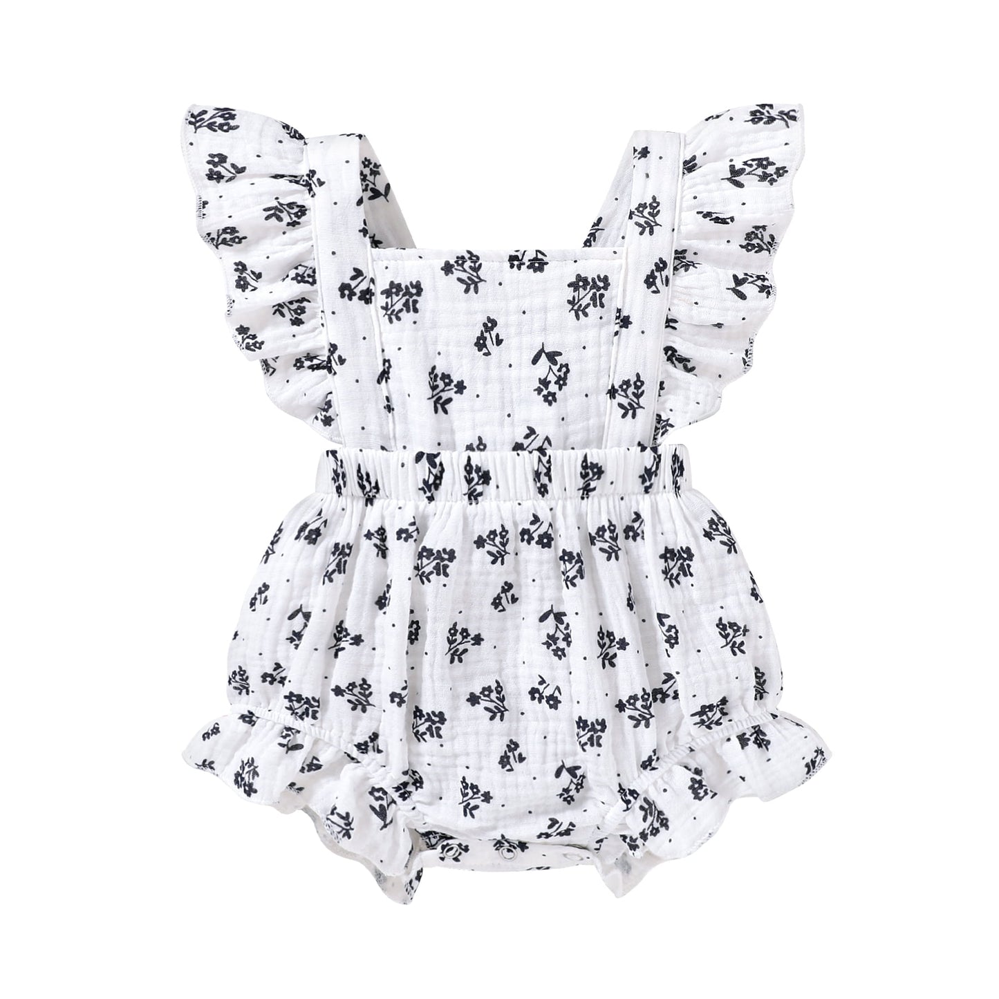 Younger Tree Baby Girl Romper Summer Toddler Casual Ruffled Sleeveless Cotton Overalls Clothes