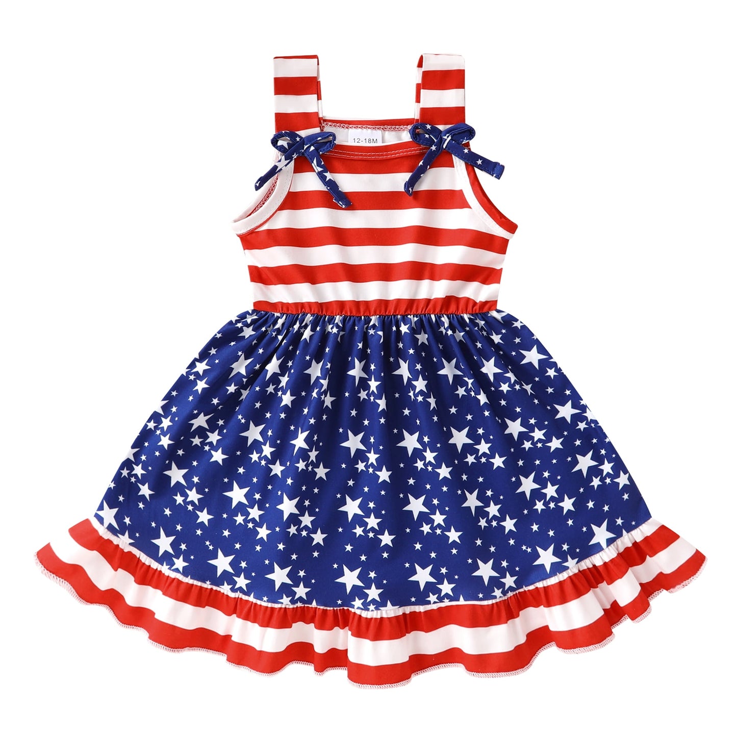 Younger Tree Toddler Baby Girls 4th of July Clothes Outfit Stars Stripes Sleeveless Dress