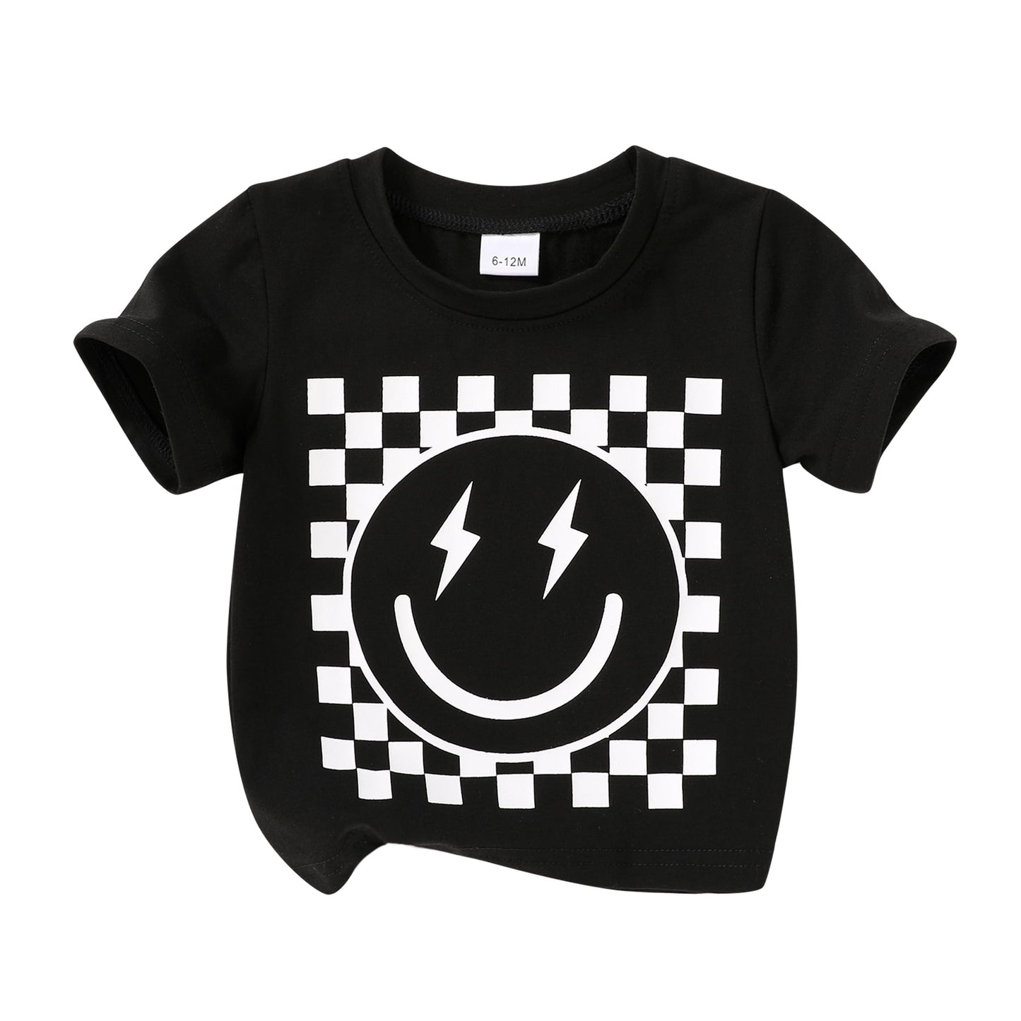 Tiny Cutey Toddler Girl Shirt Baby Boy Summer Short Sleeve Crew Neck Smiley Face Print T-shirt Clothes
