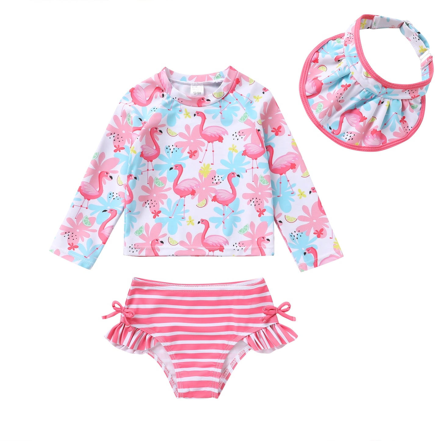 Younger Tree Toddler Girl Swimsuit Baby Long Sleeve Rash Guard Set with Sun Hat UPF Sun Proction Bathing Suit Swimwear