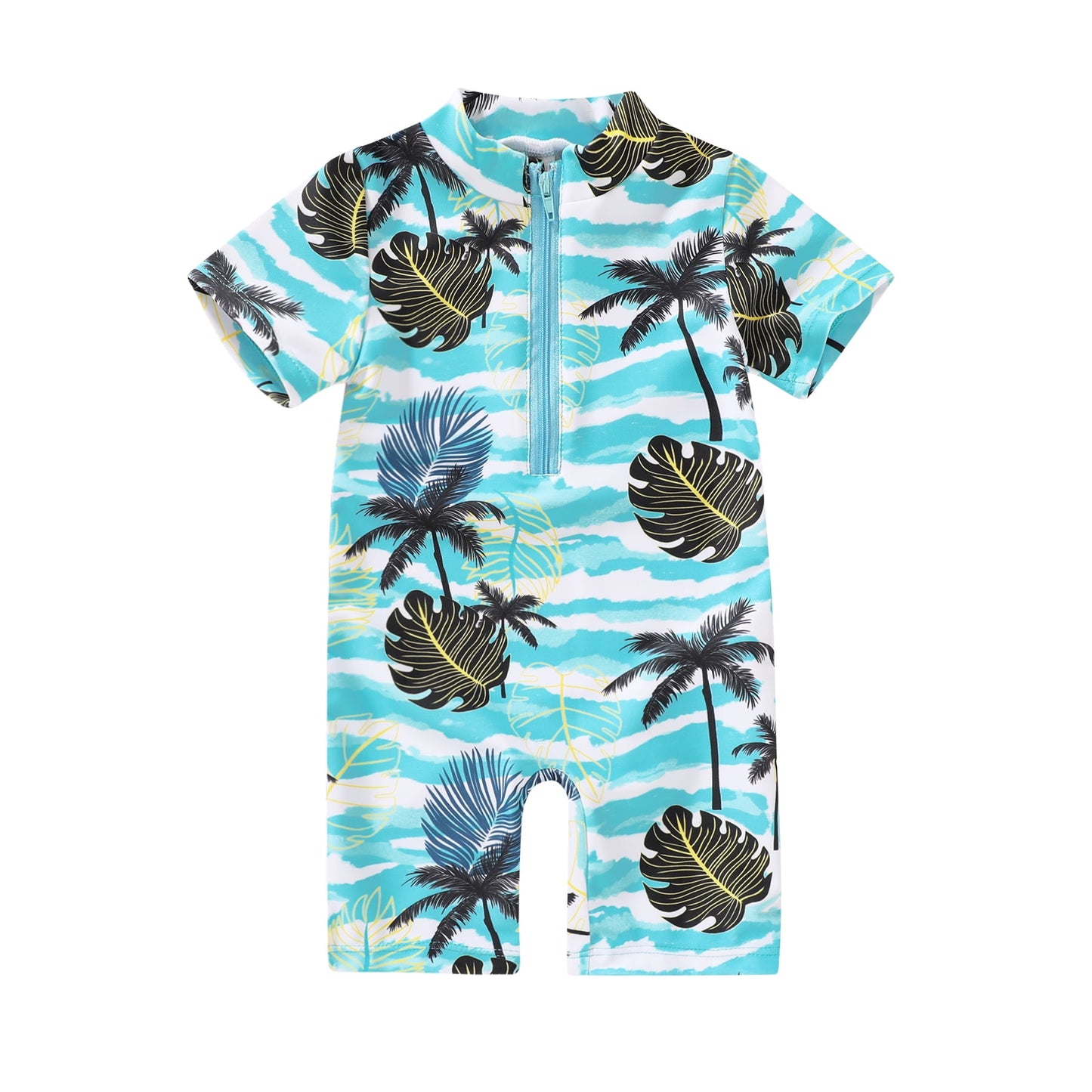 Younger Tree Newborn Baby Boys Swimsuit Short Sleeve Zipper One-Piece Bodysuit Sunsuit Swimwear Bathing Suit0-3 Months