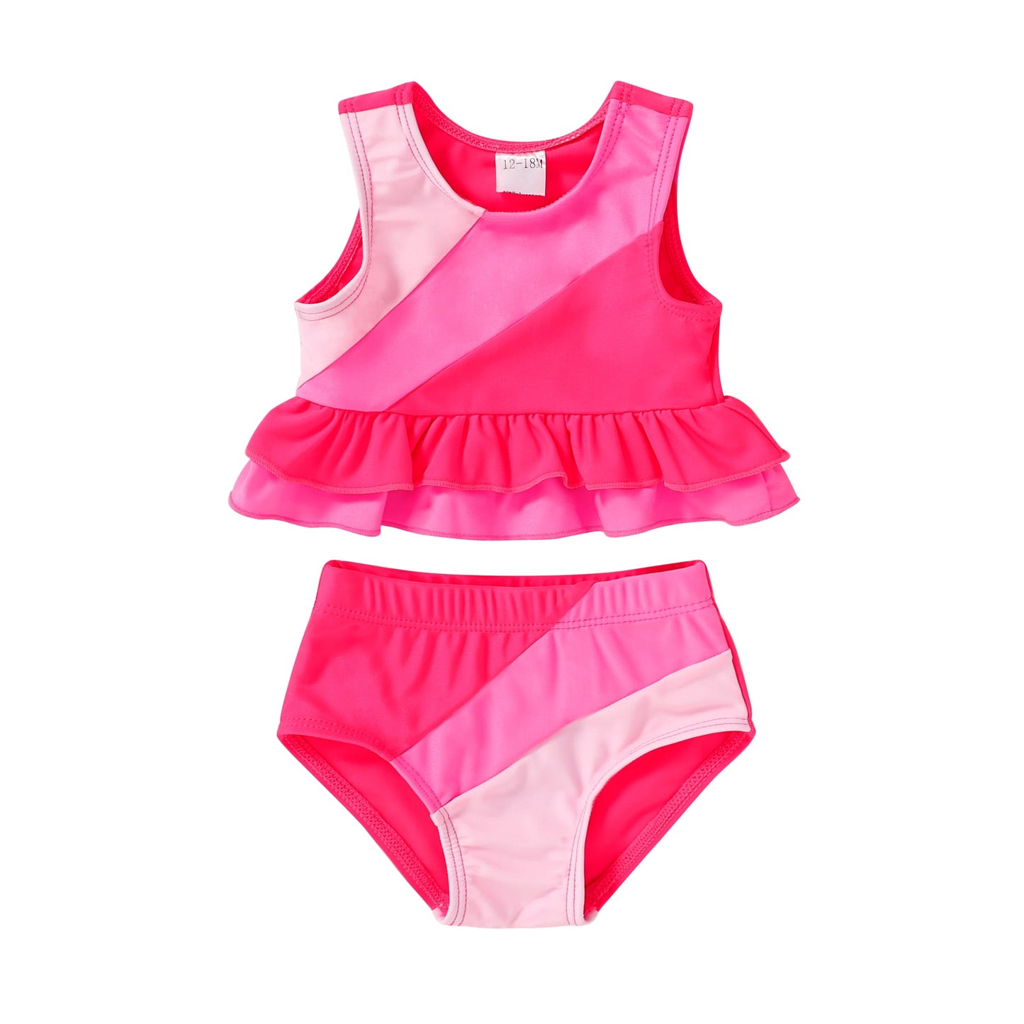 Younger Tree Toddler Baby Girls Summer Swimsuit Sleeveless Striped Swimwear Two-Piece Suit Beach Bikini