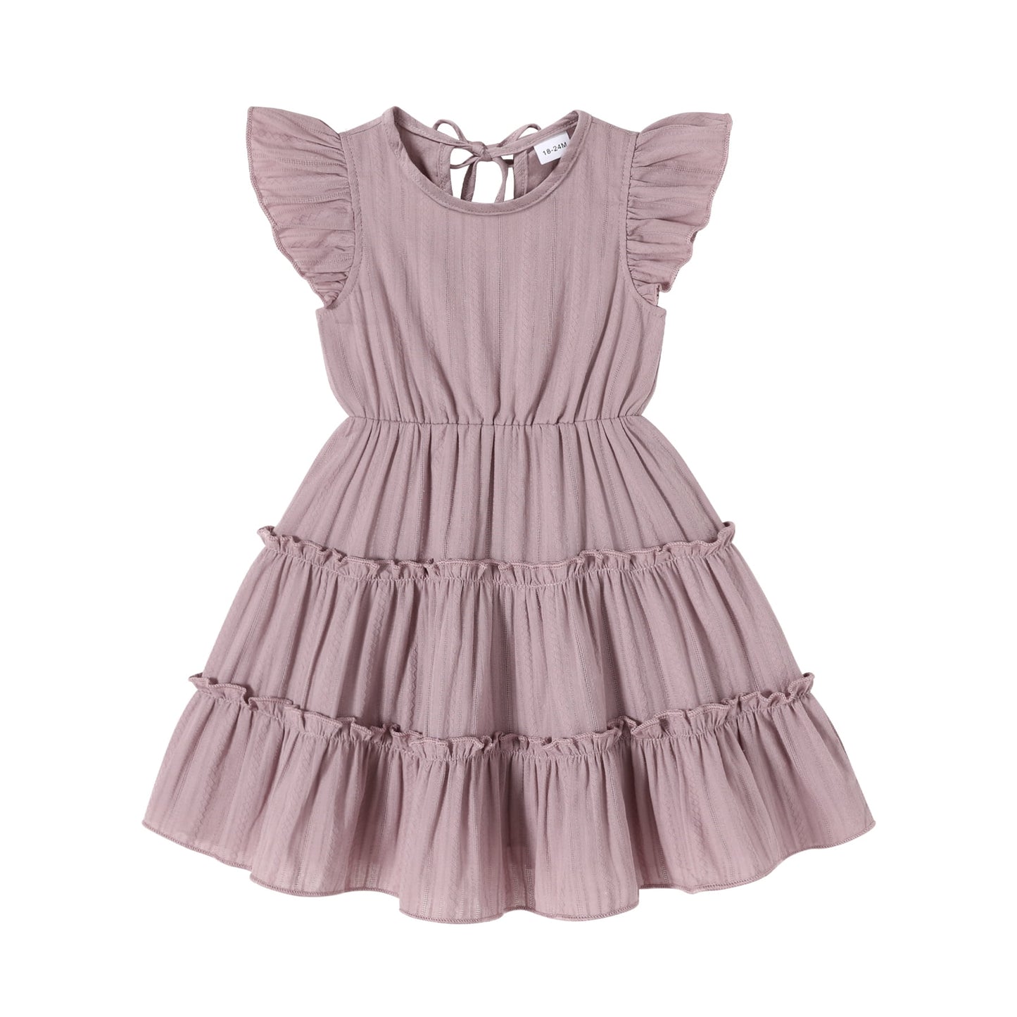 Tiny Cutey Toddler Baby Girl Dress Summer Ruffle Sleeve Solid Beach Boho Dresses Sundress Clothes