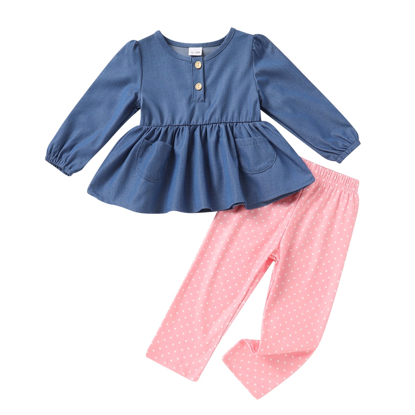 Younger Tree Toddler Girl Clothes Baby Fall Winter Crew Neck Long Sleeve Dress Top Pants 2-piece Set