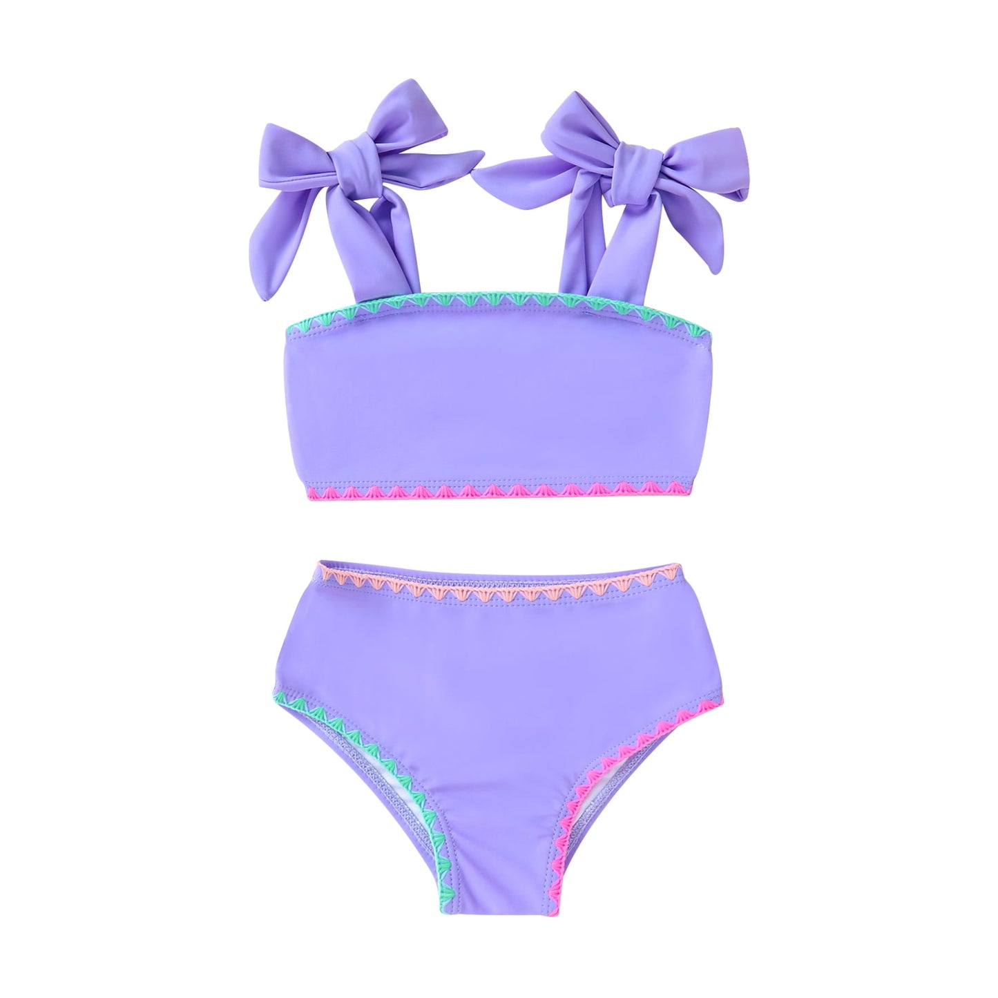 Tiny Cutey Toddler Girl Swimsuit Set Baby Solid Swimwear Summer Beach Bathing Suit Two Pieces
