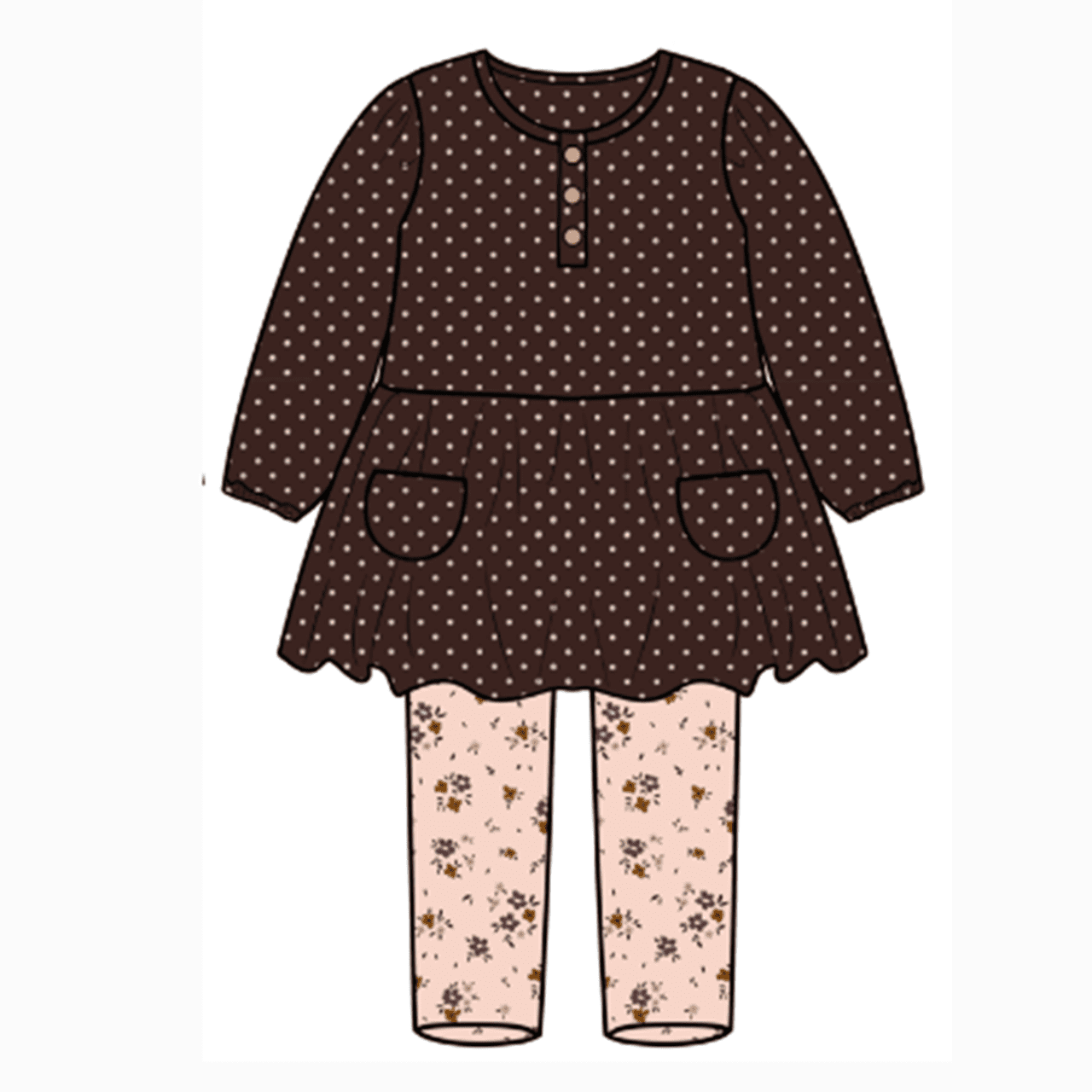 Younger Tree Toddler Girl Clothes Baby Fall Winter Crew Neck Long Sleeve Dress Top Pants 2-piece Set