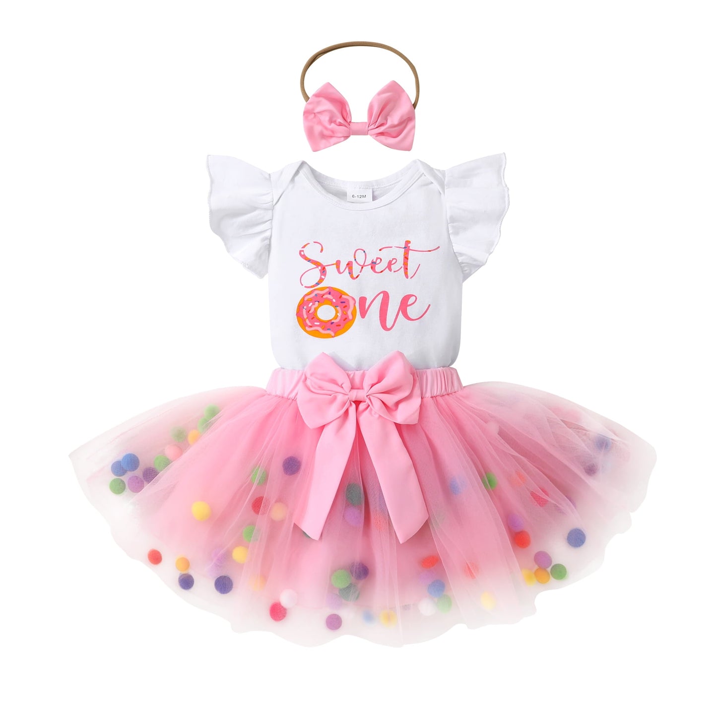 Younger Tree Newborn Baby Girls My 1st Birthday Dress Infant Pink Shiny Printed Sequin Bowknot Tutu Princess Dress