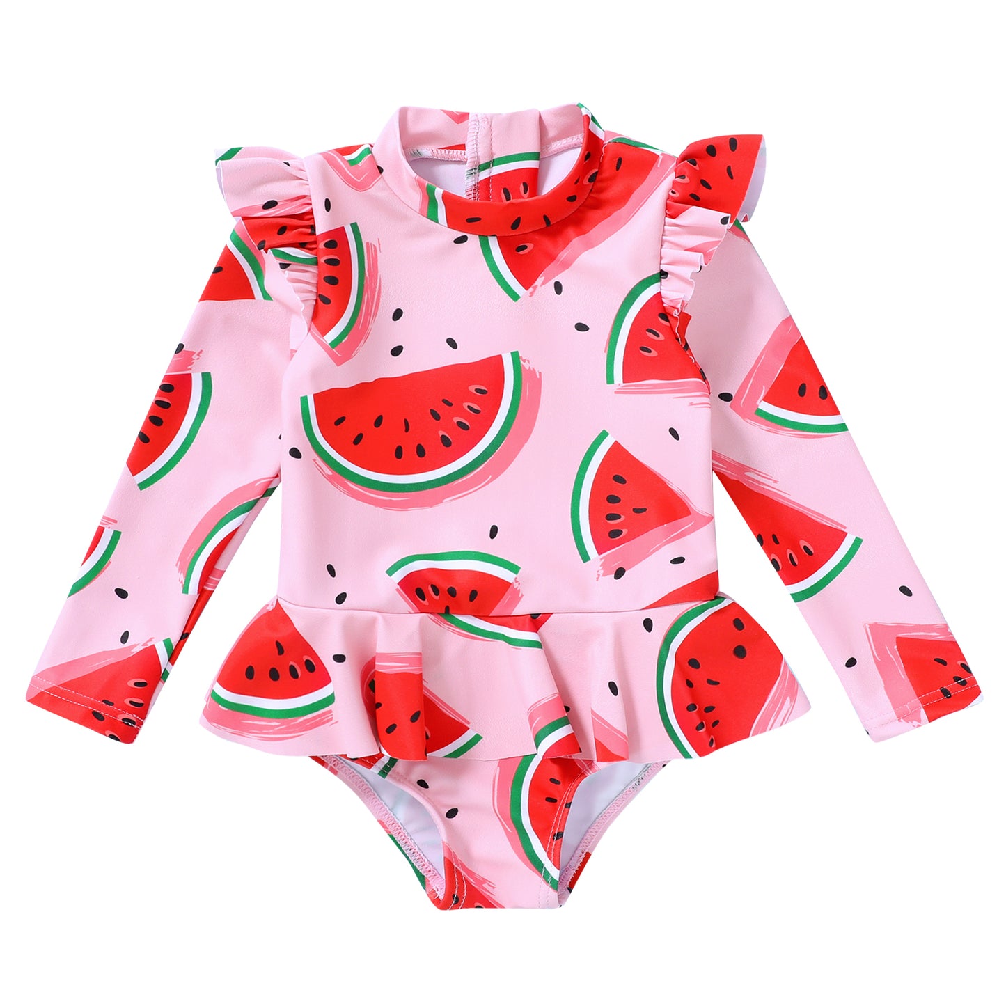 Happy Town Newborn Baby Girls Swimsuit Summer One-Piece Long Sleeve Floral Bathing Suit
