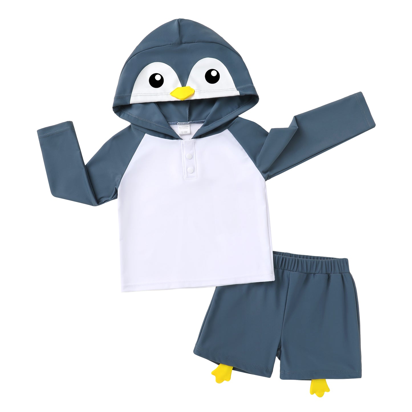 Happy Town Toddler Baby Boys Long Sleeve Swimsuit UPF 50+ Sun Protection Beach Swimwear Set for Kids