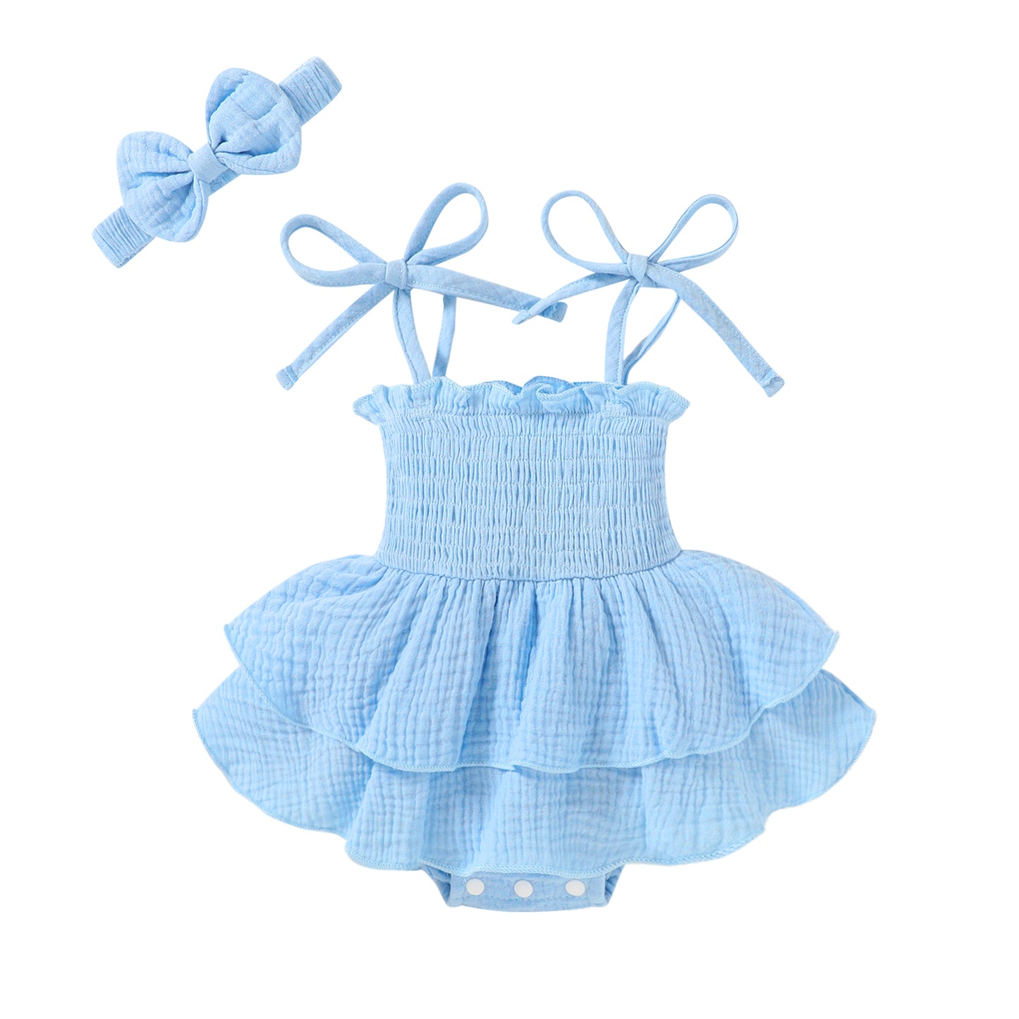 Younger Tree Baby Romper Dress Infant Summer Sleeveless Bodysuit Jumpsuit Outfits with Headband