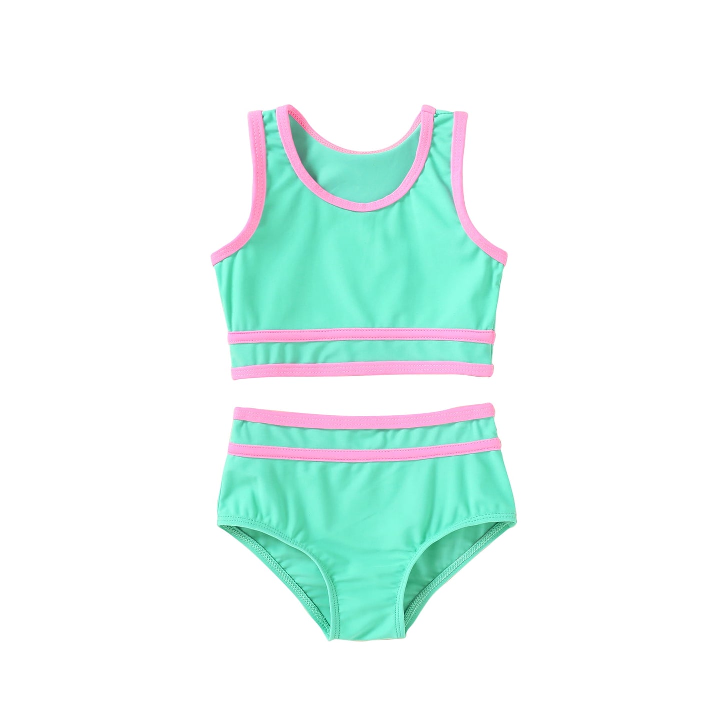 Tiny Cutey Girl Tankini Swimsuit Kid Summer Sleeveless Vest Top Bikini Bathing Suits Set 2pcs