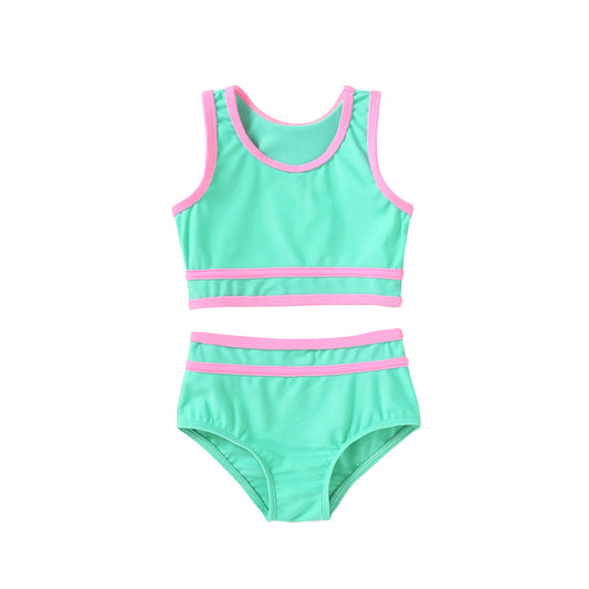 Tiny Cutey Girl Tankini Swimsuit Kid Summer Sleeveless Vest Top Bikini Bathing Suits Set 2pcs