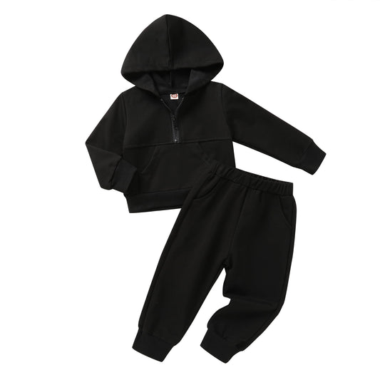 Younger Tree Baby Boy Girl Clothes Fall Winter Solid Color Zipper Long Sleeve Hoodie Sweatsuit and Sweatpants Outfits