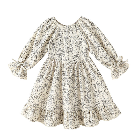 Happy Town Toddler Baby Girl Outfit Floral Long Sleeve Dress Fall Winter Casual Dress for Girl