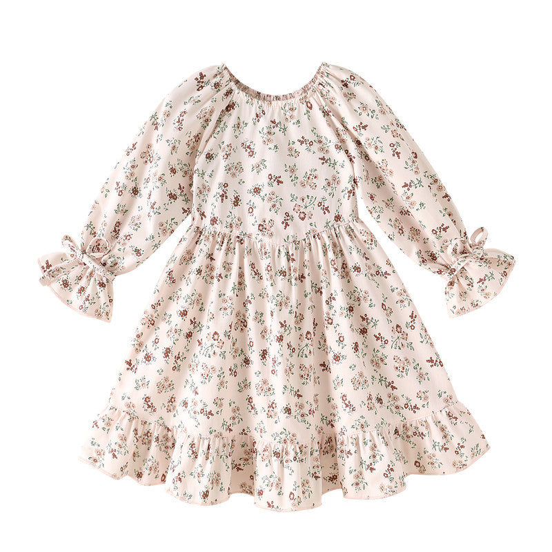 Happy Town Toddler Baby Girl Outfit Floral Long Sleeve Dress Fall Winter Casual Dress for Girl