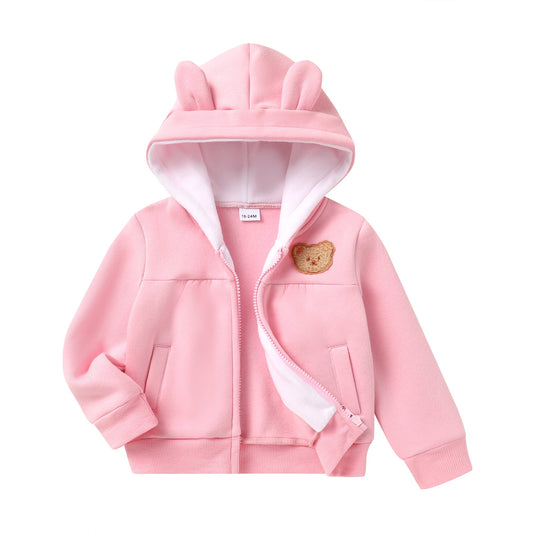 Younger Tree Baby Girl Hoodie Clothes Fall Winter Long Sleeve Zip Fleece Jacket Coat with Pocket