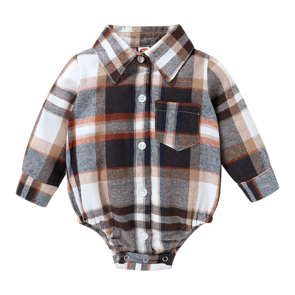 Younger Tree Newborn Baby Boy Girls Plaid Outfit Flannel Romper Tops Infant Long Sleeve Button Down Plaid Casual Bodysuit Clothes
