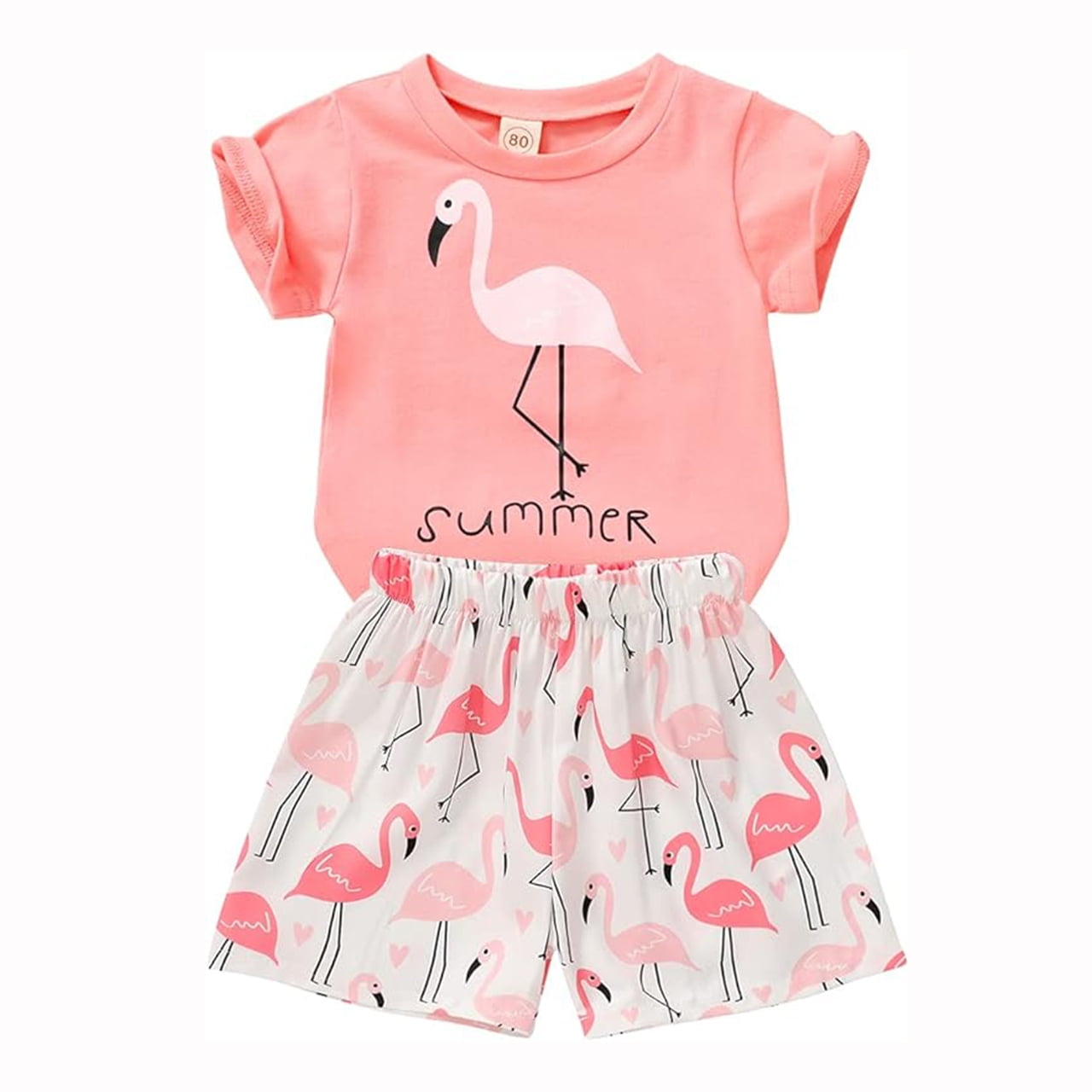 Younger Tree Toddler Baby Girl Summer Clothes Set Short Sleeve T-Shirt Shorts 2pcs Outfits