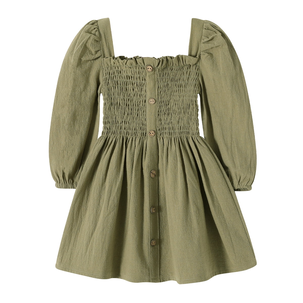 Happy Town Toddler Girl Fall Clothing Long Sleeve Dress Girl Solid Color Casual Fall Winter Clothes