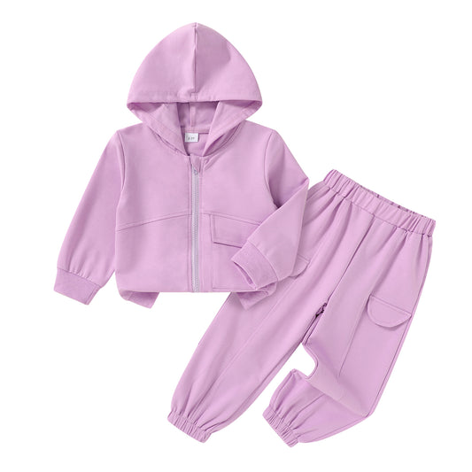 Younger Tree Toddler Girls Sweatsuit Clothes Set Kids Hoodie Zipper Sweatshirt and Sweatpants Outfits Girls Winter