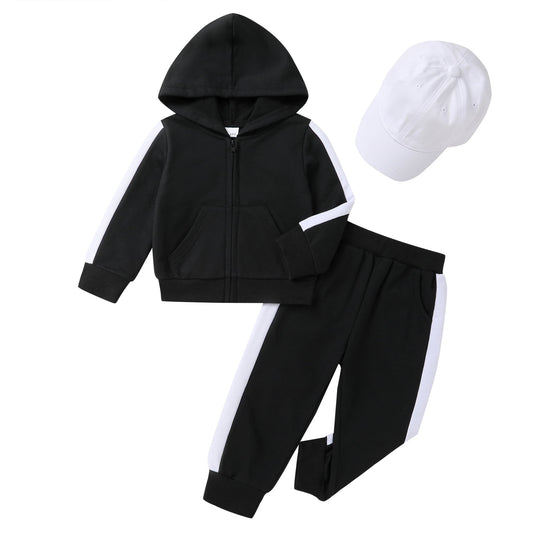 Tiny Cutey Toddler Girl Boy Hoodie Clothes Set Fall Long Sleeve Solid Baby Sweatsuit Outfits with Cap