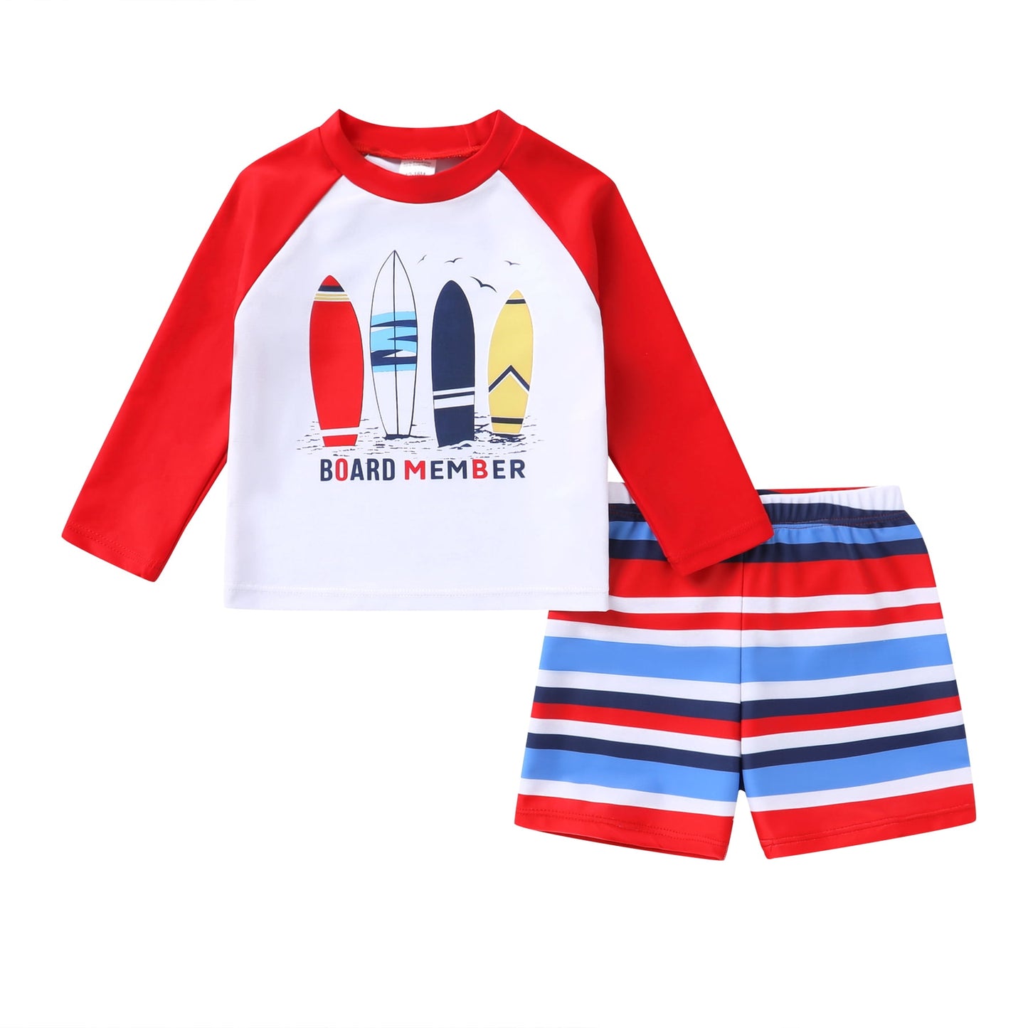 Younger Tree Toddler Baby Boys Swimsuits Trunk Rashguard Long Sleeve Top Shorts Two Pieces Bathing Suit Swimwear Outfit