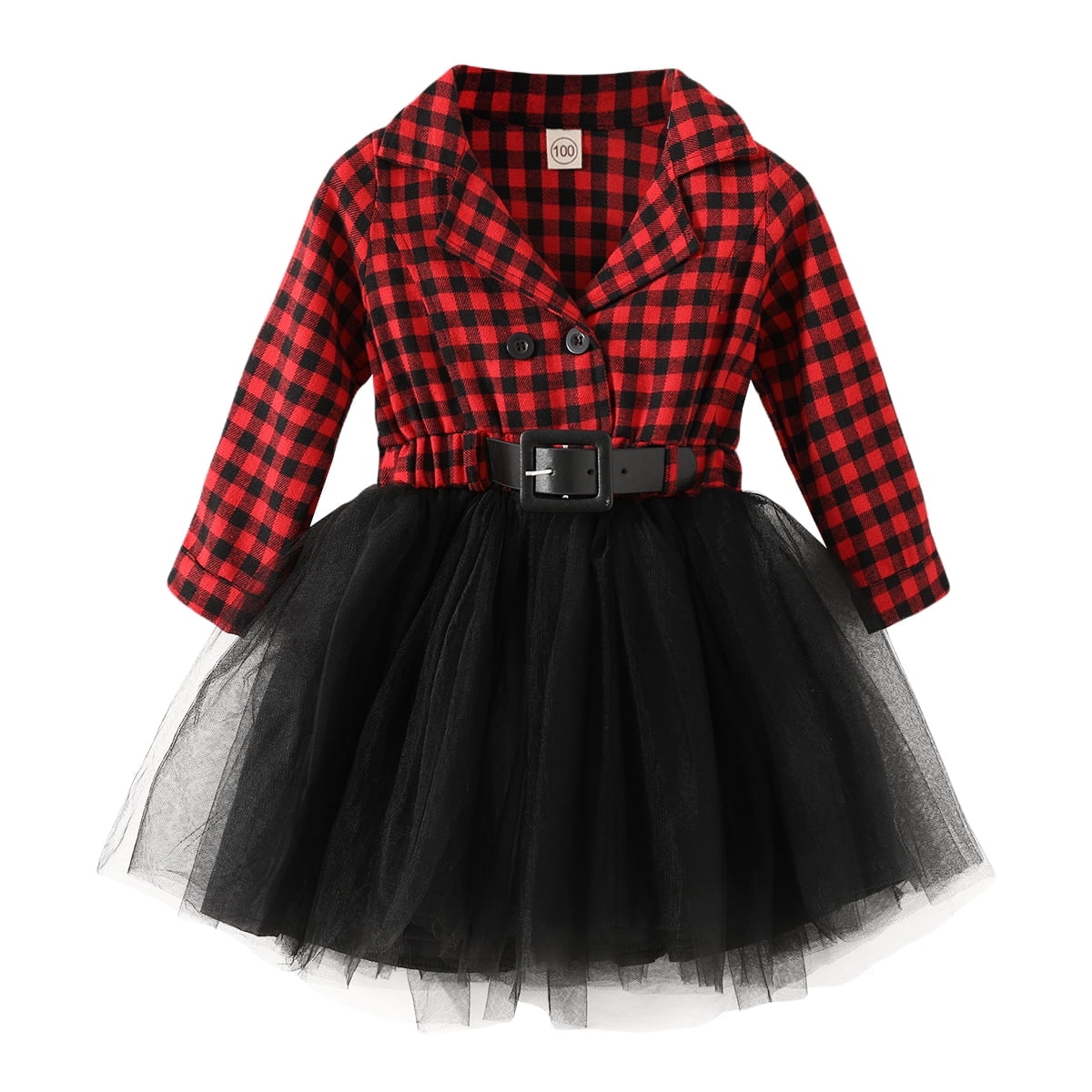 Younger Tree Little Girl Buffalo Plaid Tutu Skirt Party Princess Dress Christmas Clothes Outfits