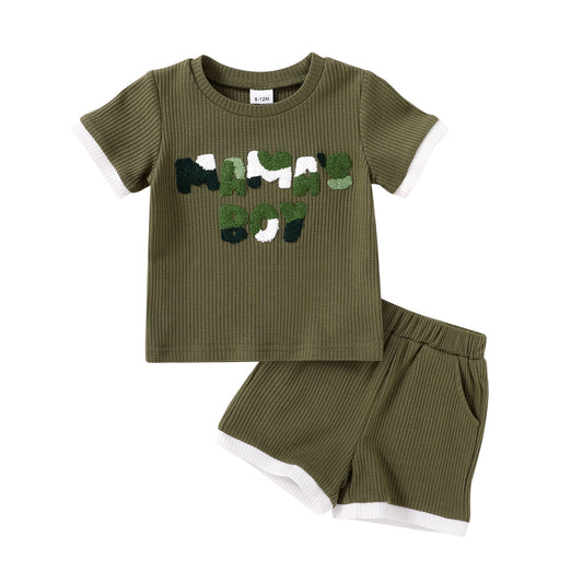 Younger Tree Baby Boy Summer Clothes Letter Short Sleeve T-Shirt Shorts Outfits Set