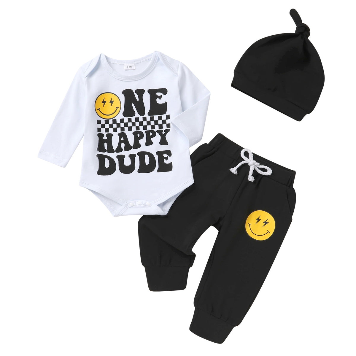 Tiny Cutey Baby Boy 1st Birthday Outfit Fall Winter Long Sleeve Bodysuit Romper Pants Hat Coming Home Outfit Clothes Set