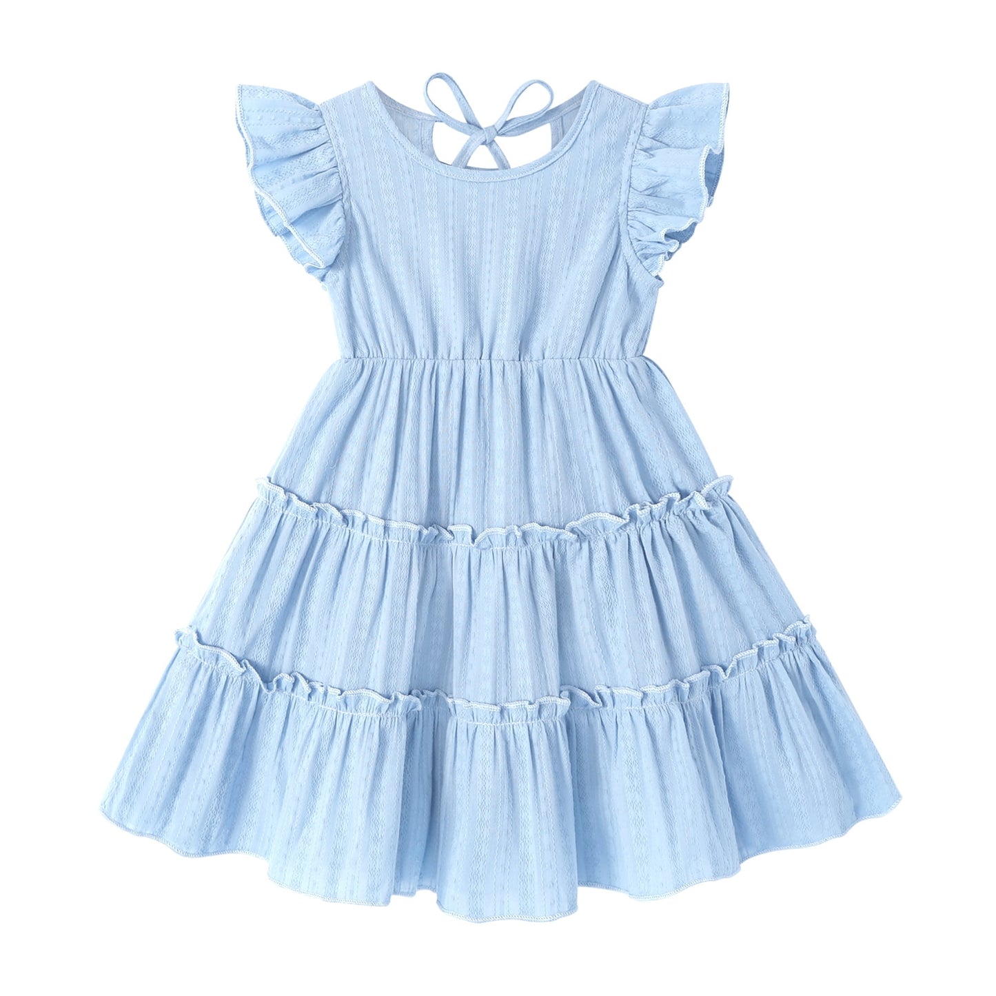 Tiny Cutey Toddler Baby Girl Dress Summer Ruffle Sleeve Solid Beach Boho Dresses Sundress Clothes