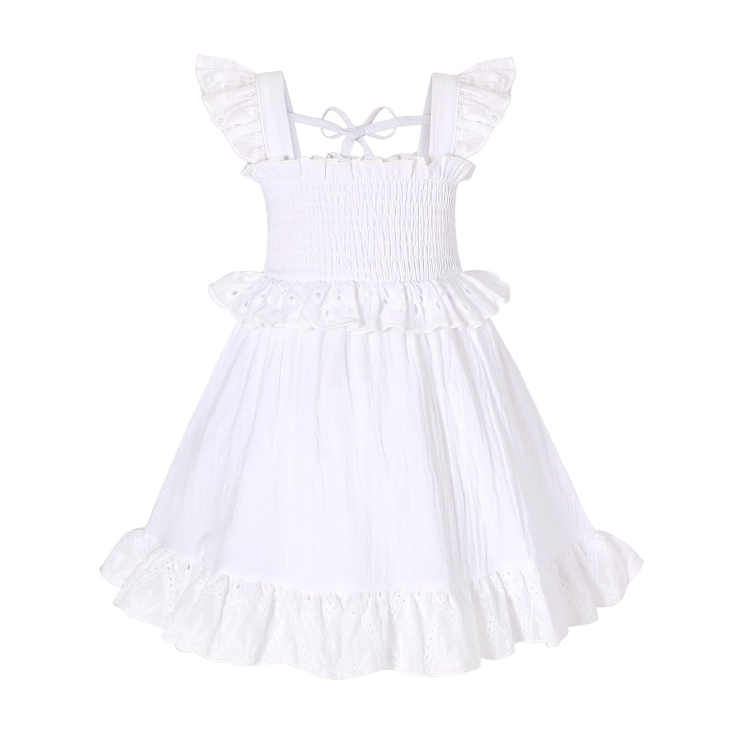 Tiny Cutey Toddler Baby Girl Dress Kids Summer Cotton Solid Ruffle Sleeveless Skirt Casual Sundress