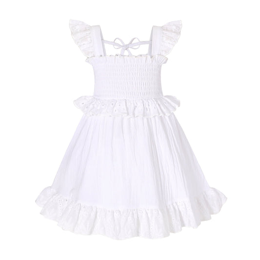 Tiny Cutey Toddler Baby Girl Dress Kids Summer Cotton Solid Ruffle Sleeveless Skirt Casual Sundress