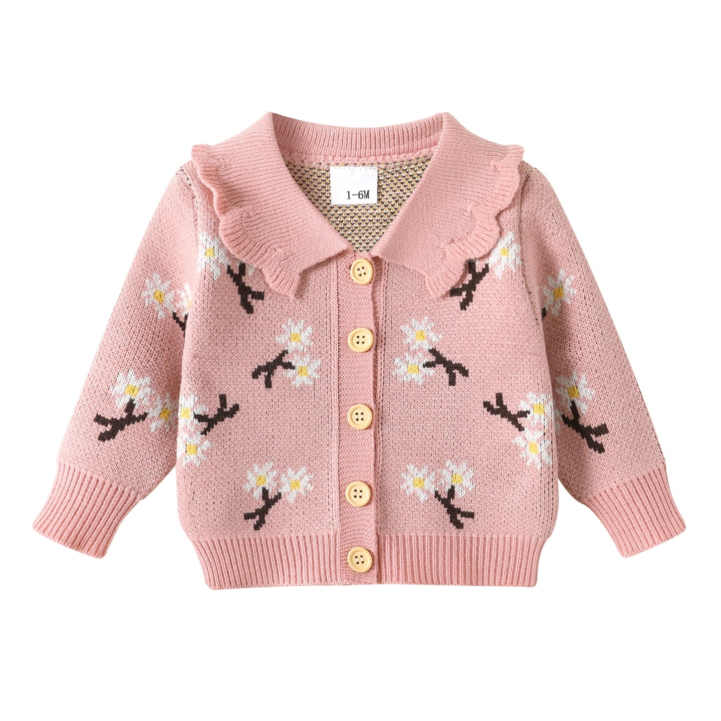 Younger Tree Baby Girl Cardigan Sweaters Long Sleeve Button Closure Knitted Cable Cardigan Coat