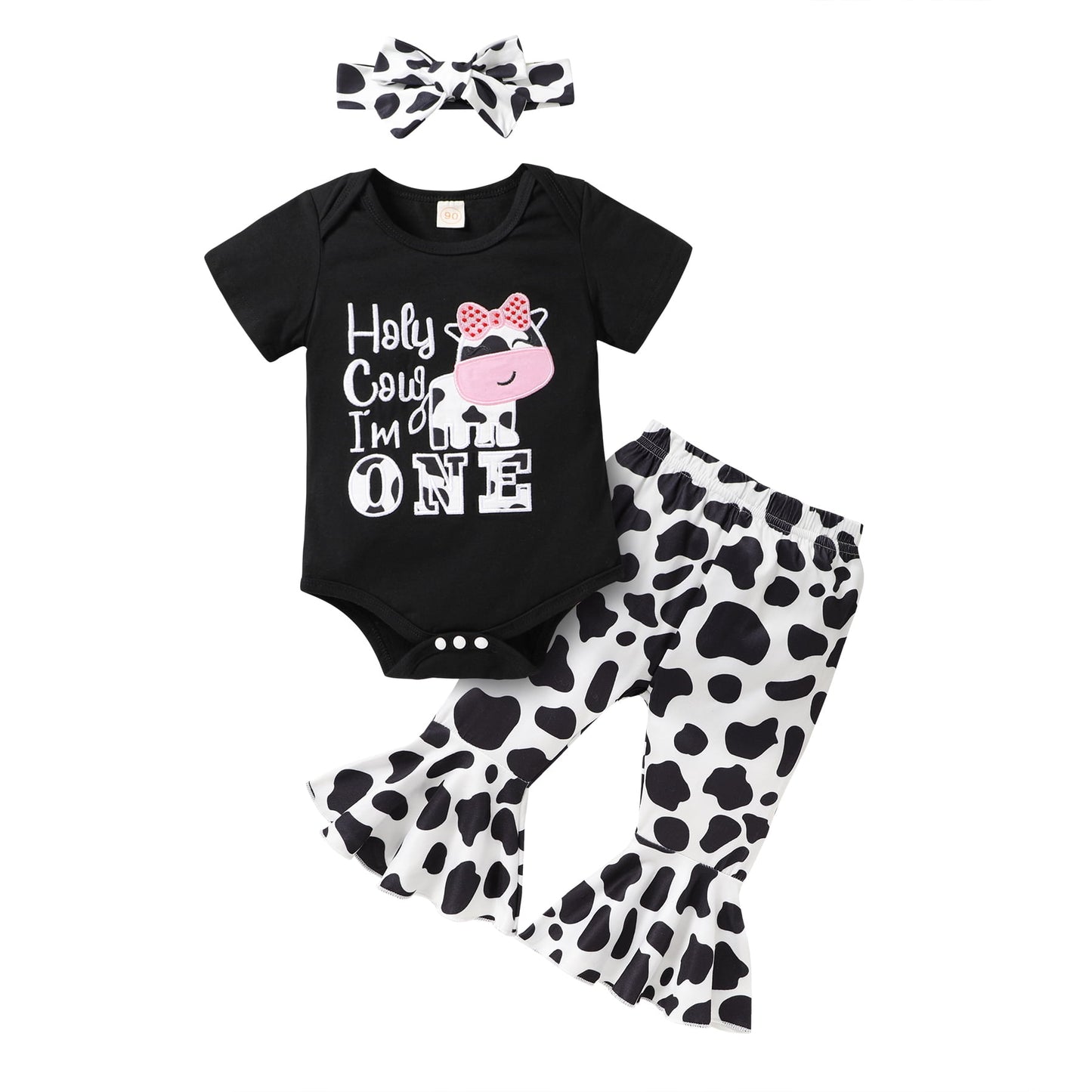Younger Tre Baby Girl 1st Birthday Outfits My first Birthday Romper Flared Pants Birthday Clothes6-12 Months