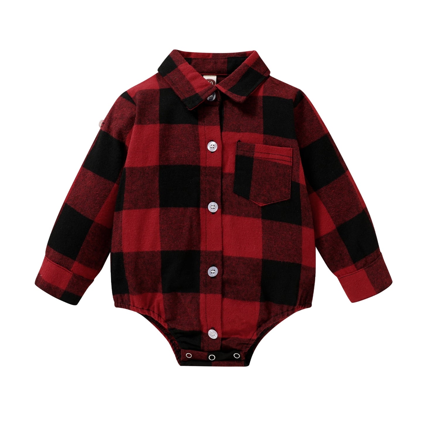 Younger Tree Newborn Baby Boy Girls Plaid Outfit Flannel Romper Tops Infant Long Sleeve Button Down Plaid Casual Bodysuit Clothes
