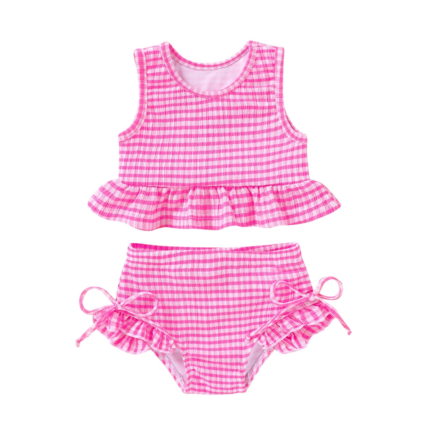 Tiny Cutey Toddler Girl Swimsuit Baby Summer Sleeveless Two-Piece Suit Beach Bikini Swimwear