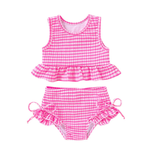 Tiny Cutey Toddler Girl Swimsuit Baby Summer Sleeveless Two-Piece Suit Beach Bikini Swimwear