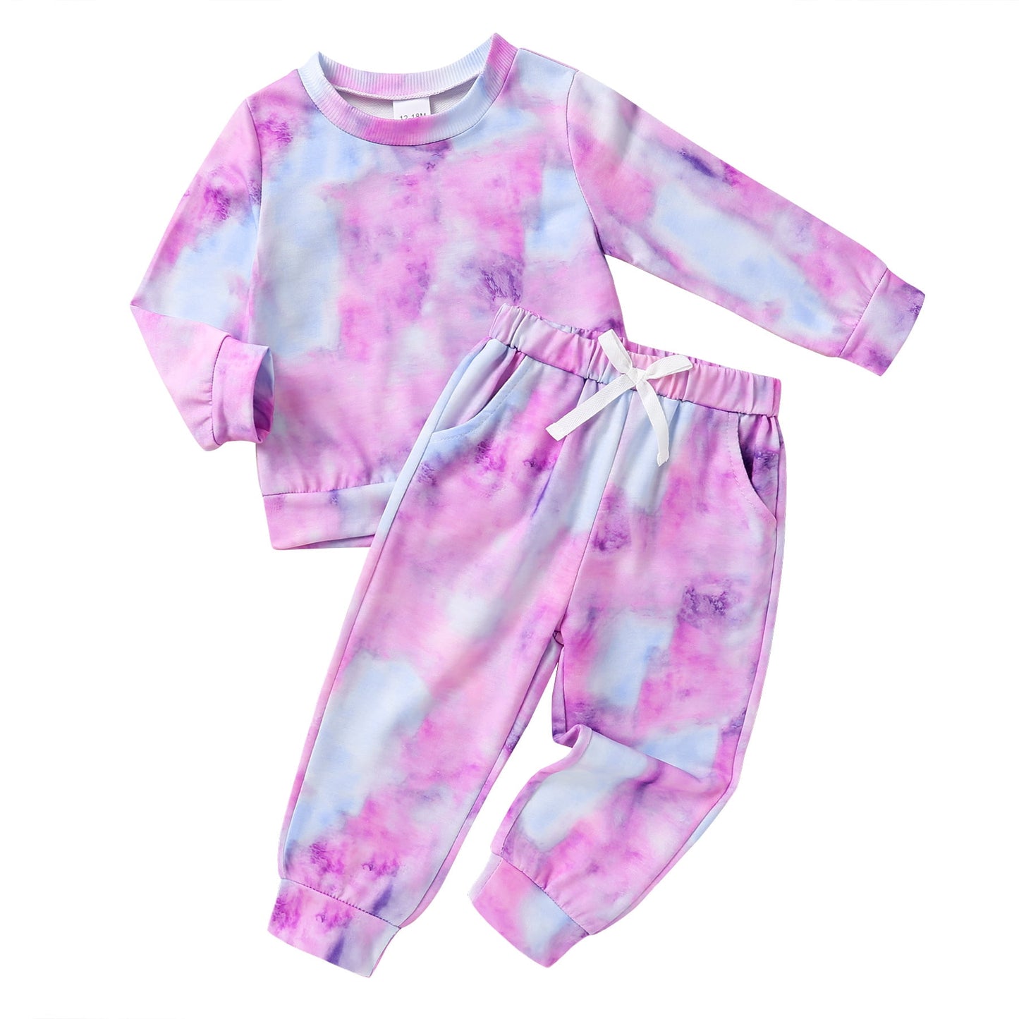 Younger Tree Toddler Baby Girl Sweatshirt Set Kid Fall Long Sleeve Tie Dye Clothes Outfits