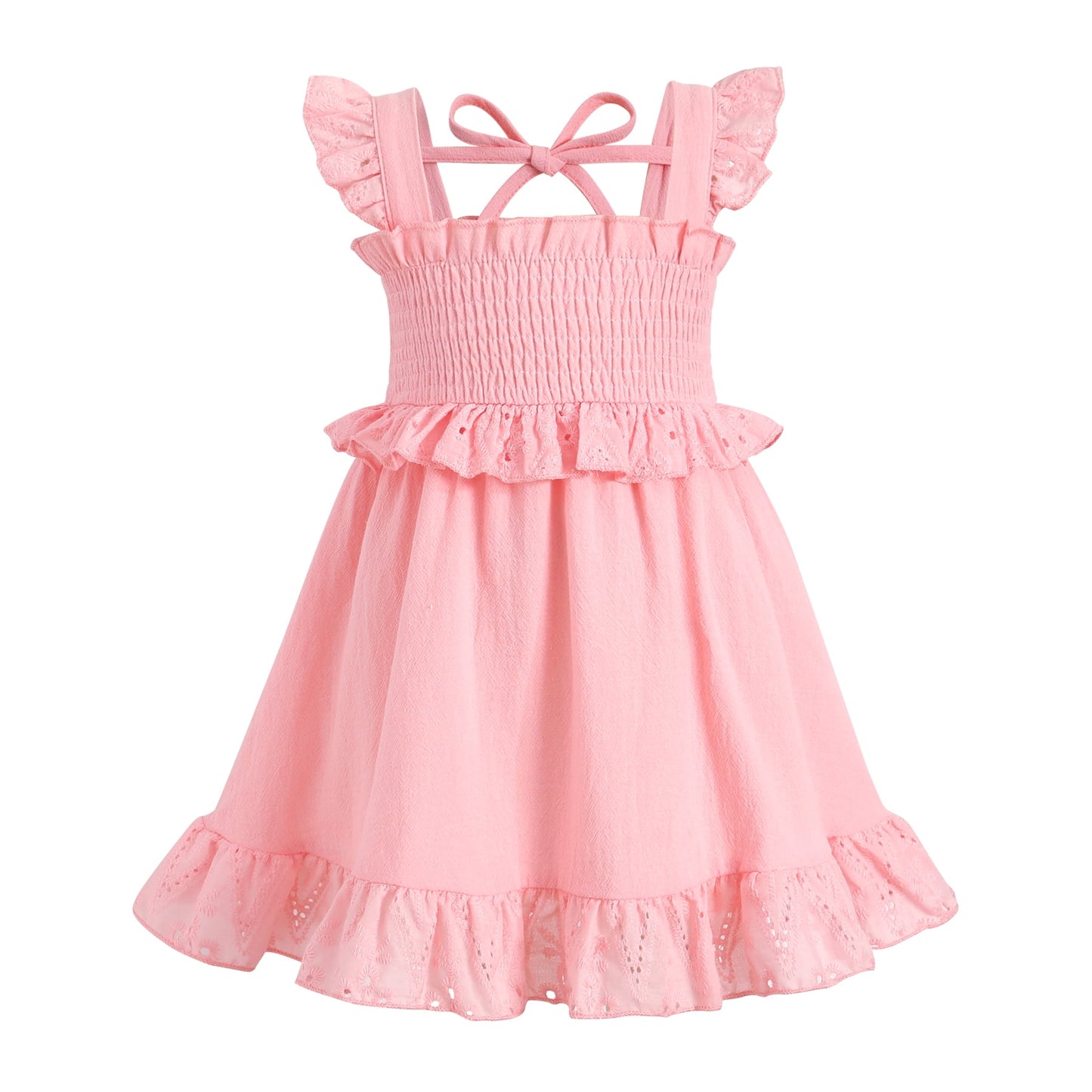 Tiny Cutey Toddler Baby Girl Dress Kids Summer Cotton Solid Ruffle Sleeveless Skirt Casual Sundress