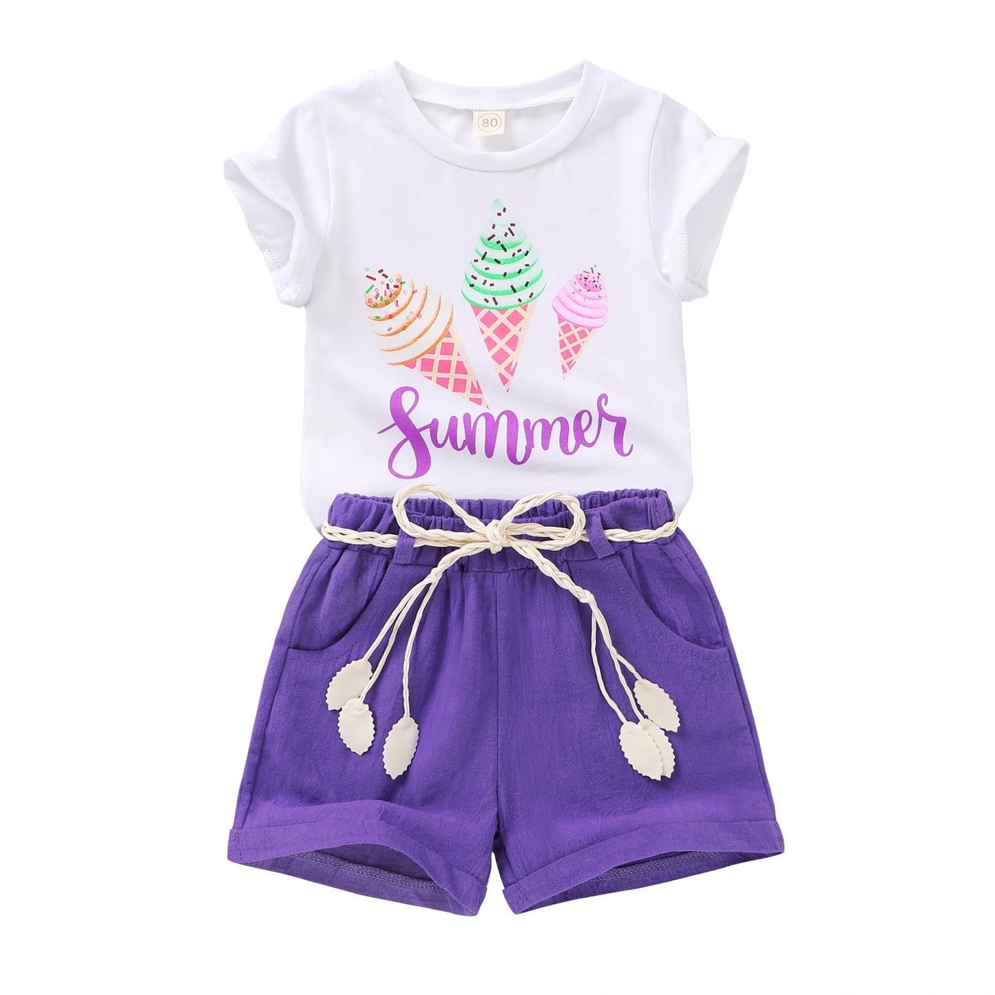 Younger Tree Toddler Baby Girl Summer Clothes Set Short Sleeve T-Shirt Shorts 2pcs Outfits