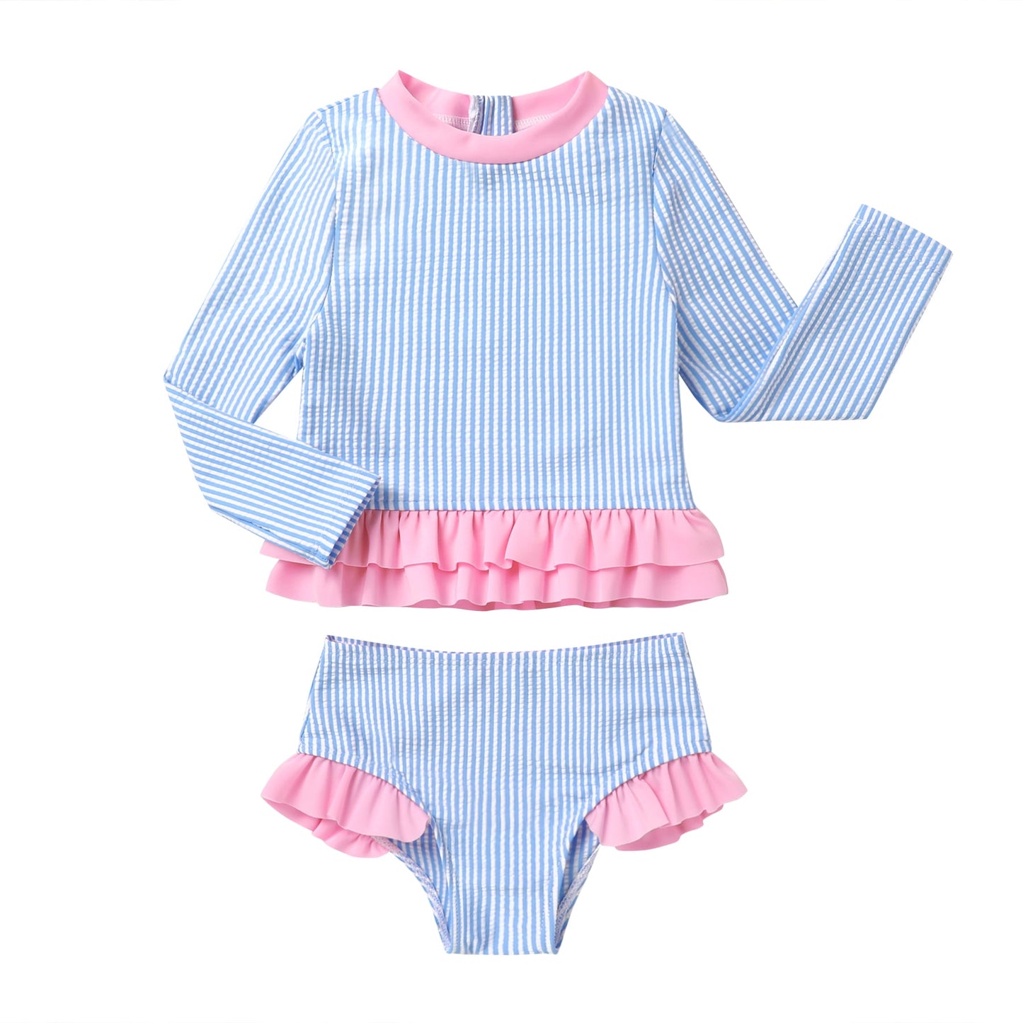 Younger Tree Baby Girl Swimsuit Long Sleeve Rash Guard Top Bikini Swimwear 2 Piece Set12-18 Months