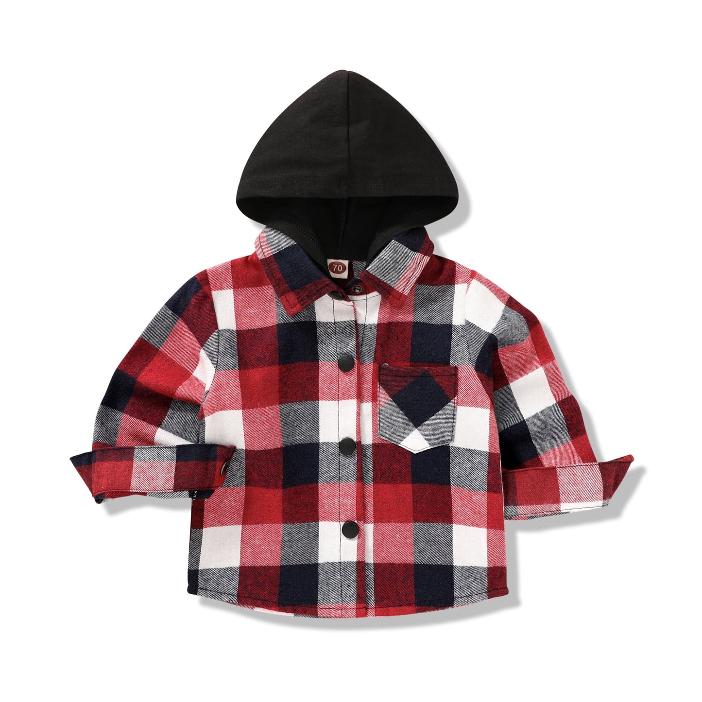 Younger Tree Kid Toddler Boy Flannel Shirt Baby Long Sleeve Hooded Plaid Button Shirt