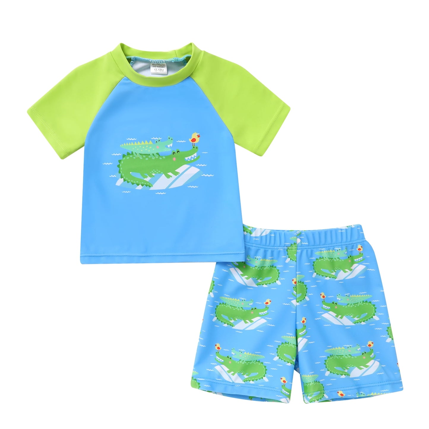 Younger Tree Toddler Baby Boy Swimsuit Set Cartoon Short Sleeve Top Shorts Two Pieces Bathing Suit Swimwear Outfit
