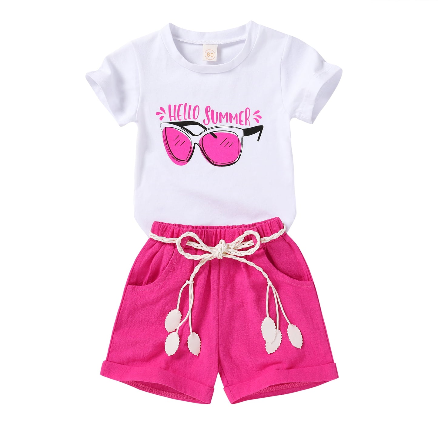 Younger Tree Toddler Baby Girl Summer Clothes Set Short Sleeve T-Shirt Shorts 2pcs Outfits