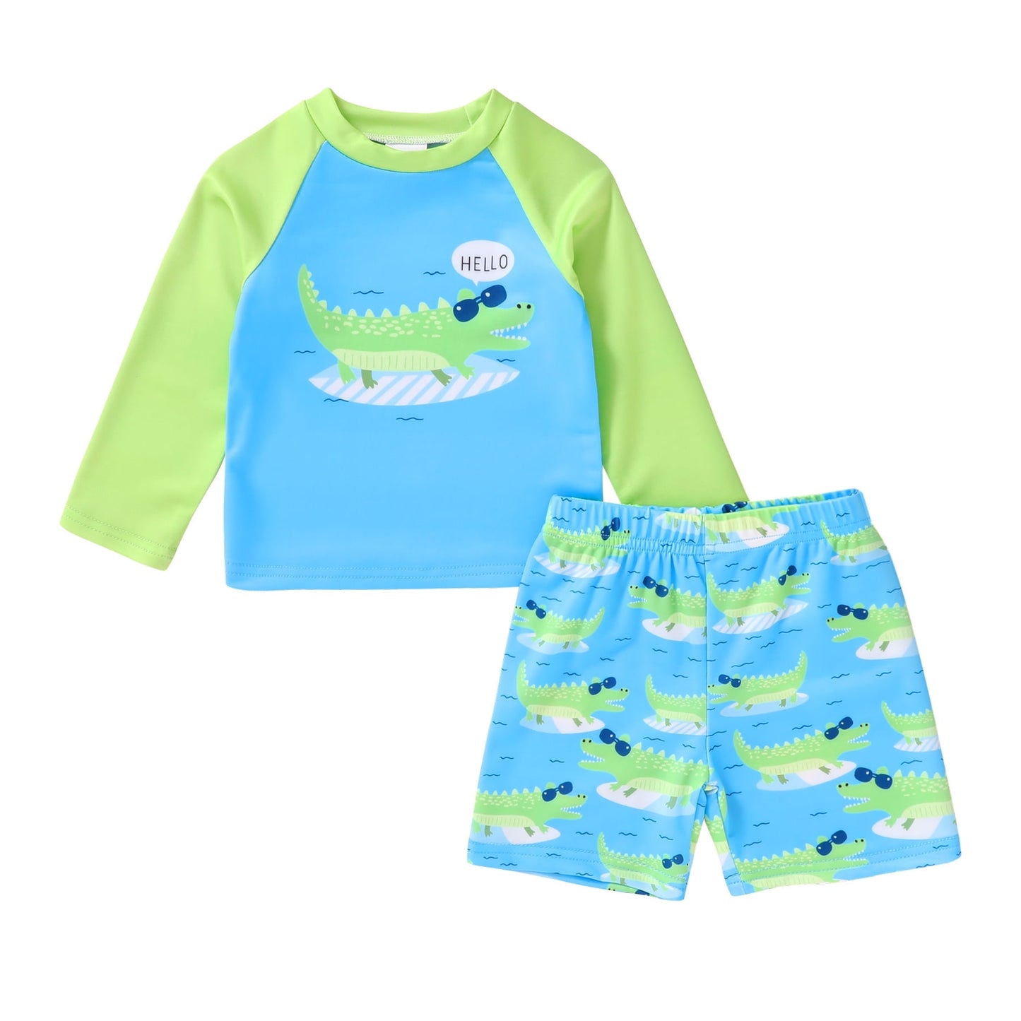 Younger Tree Toddler Baby Boys Swimsuits Trunk Rashguard Long Sleeve Top Shorts Two Pieces Bathing Suit Swimwear Outfit