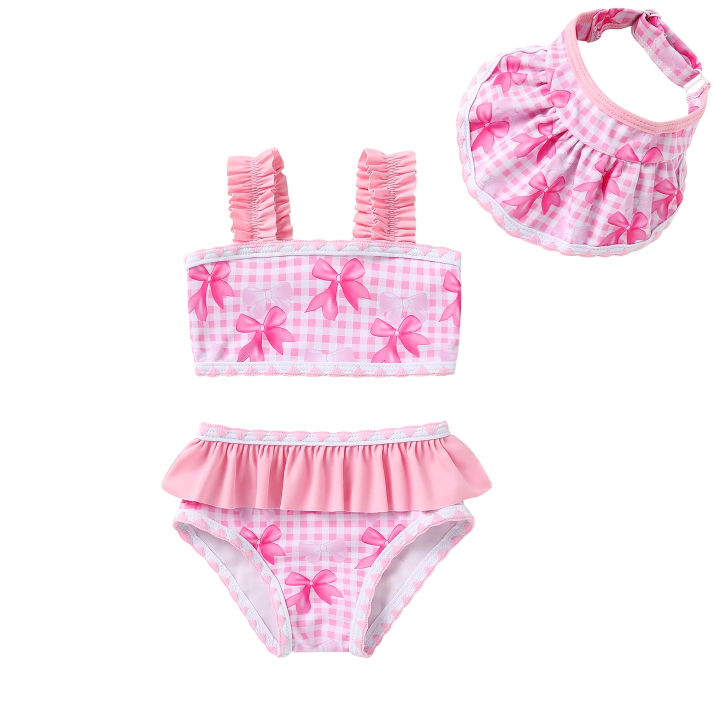 Tiny Cutey Baby Girl Swimsuit Toddler Summer Bikini Beach Bathing Suit with Hat