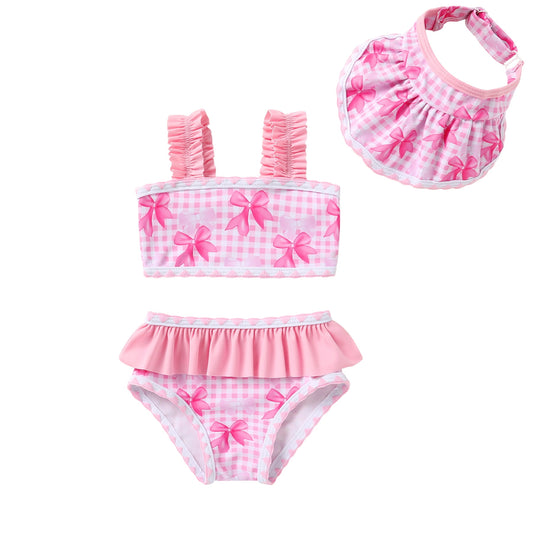 Tiny Cutey Baby Girl Swimsuit Toddler Summer Bikini Beach Bathing Suit with Hat