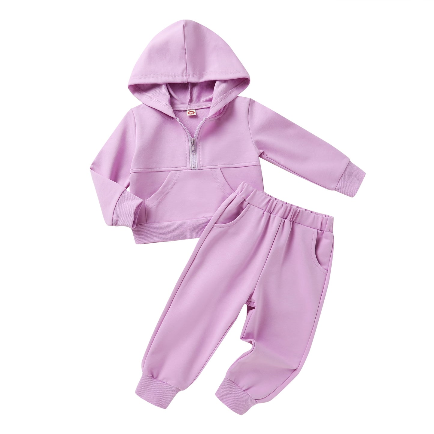 Younger Tree Baby Boy Girl Clothes Fall Winter Solid Color Zipper Long Sleeve Hoodie Sweatsuit and Sweatpants Outfits